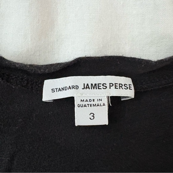 James Perse Sz 3/LARGE Black Women T-Shirt Deep plunging Neck Short Sleeve - Picture 5 of 7